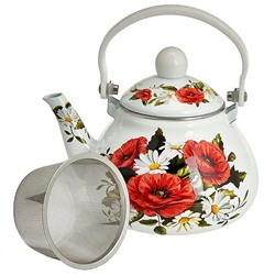 Чайник 1,3 л эмалированный с фильтром из нержавеющей стали EM-1330 "Маки"
