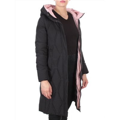 2158 BLACK Пальто зимнее облегченное  женское YINGPENG (150 гр. холлофайбер)
