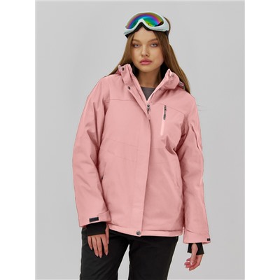 Горнолыжная куртка женская зимняя персикового цвета 7015_1P