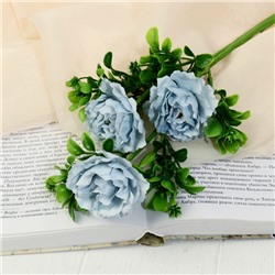 Цветы искусственные «Пион ветка», d=6 см, 36 см, голубые