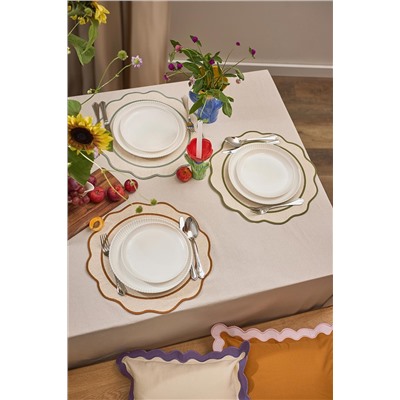 Салфетка под приборы Anemone из коллекции Trendy Ruffles, Ø38 см, карри