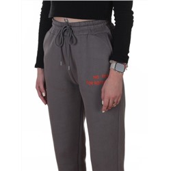 2621 GRAY Штаны спортивные утепленные женские (85% хлопок, 10% полиэстер, 5% спандекс)