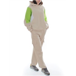 3156/3157 BEIGE/LT. GREEN Костюм спортивный женский (95% хлопок, 5% эластан)
