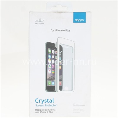 Защитная пленка на экран для iPhone6 Plus (DEPPA) прозрачная и рамка для легкой установки