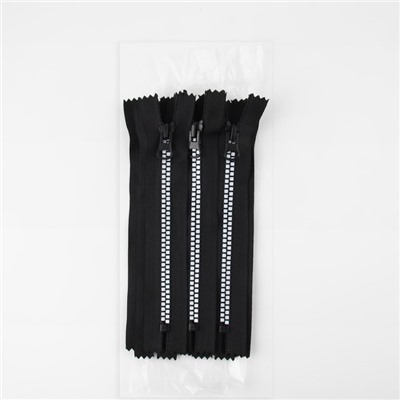 Молния «Трактор», №8, неразъёмная, замок автомат, 18 см, чёрная, белая