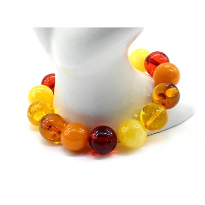 Браслет из янтаря шарик 14мм ассорти светлое