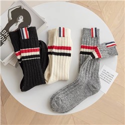 Japanese brand woolen demi-season warm knee socks for men and women, mid-length
