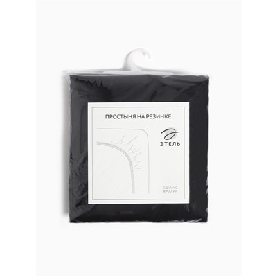 Простыня на резинке "Jet black" 160х200х25 см, цвет чёрный, 100% хлопок, мако-сатин, 114г/м2
