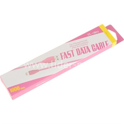 USB кабель Lightning 1.0 м CL-981 текстильный (розовый) AWEI