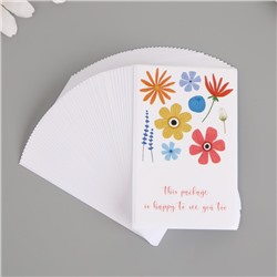 Наклейка-открытка бумага «Спасибо. С цветами», набор 50 шт., 8×5 см