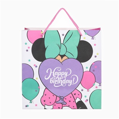 Пакет подарочный крафт Happy Birthday, 22×22×11 см,