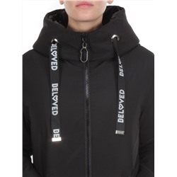 2238 BLACK Пальто женское зимнее AKIDSEFRS (200 гр. холлофайбера)