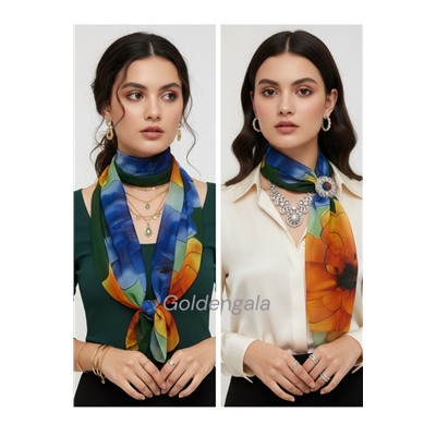 Шарф шифоновый с цветочным рисунком 3D Арт М52/16