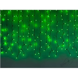 Световой занавес  уличный "Магия света" 200 зеленых LED огней постоянного свечения, черный провод, с коннектором, 2х1 м