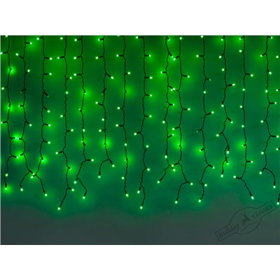 Световой занавес  уличный "Магия света" 200 зеленых LED огней постоянного свечения, черный провод, с коннектором, 2х1 м