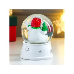 Снежный шар новогодний стеклянный «Снеговик в шапке-ушанке, с ёлкой», d=6.5 см, 8×6.5×6.5 см