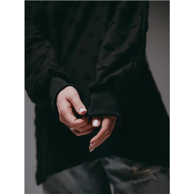 Свитшот Ребекка махра сердечки чёрный Лт