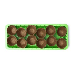 Мини-парник для рассады, 36 × 13 × 12 см, пластик, торфяной горшок, 100 мл, d = 6,5 см, 12 шт., Greengo