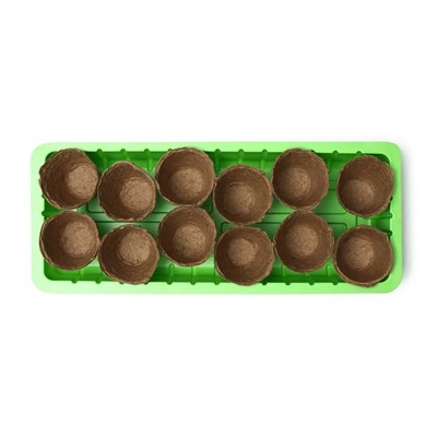 Мини-парник для рассады, 36 × 13 × 12 см, пластик, торфяной горшок, 100 мл, d = 6,5 см, 12 шт., Greengo