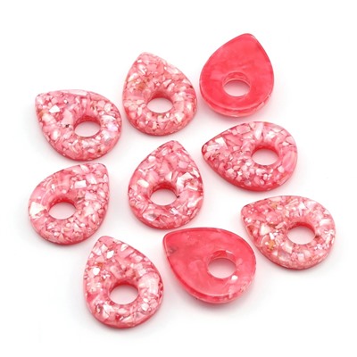 Бусина - бублик для швенз с перламутром 19*25мм цв.клубничный, 1шт