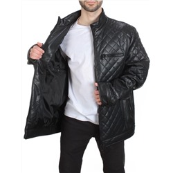 198-1 BLACK Куртка из эко-кожи мужская (50 гр. синтепон)