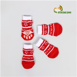 Носки нескользящие "Снежинки", S (2,5/3,5 * 6 см), набор 4 шт,