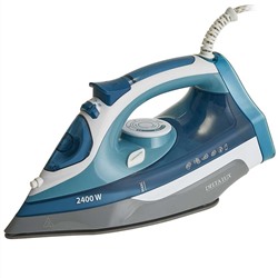 Утюг DELTA LUX DL-712 белый с серо-голубым: 2400 Вт,КЕРАМИКА,АНТИКАПЛЯ,АНТИНАКИПЬ,350мл (8) оптом