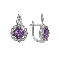 Серьги 'Герлен' с аметистом и фианитами ТГСК.673АМR