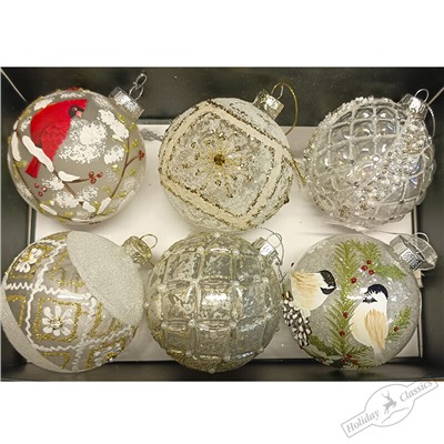 Шар "Снежный лес" (стекло) 8 см