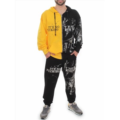 2630/7349 BLACK/YELLOW Костюм спортивный мужской (75% хлопок, 20% полиэстер, 5% спандекс)