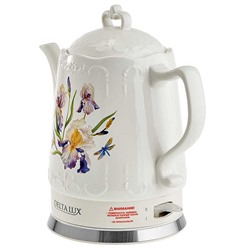 Чайник электрический 1500 Вт, 1,5 л, корпус из фарфора DELTA LUX DE-1012 "Ирисы"