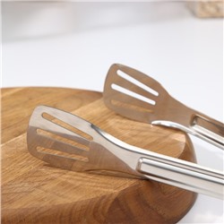 Щипцы кухонные Доляна «Лопатка», h=28.5 см, нержавеющая сталь, 304 марка стали, серебристые