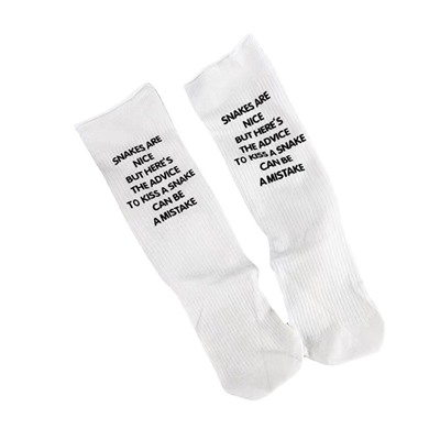 Tide brand SK niche big long today's alphabet printing socks black and white rolling mid -socks in spring and summer men and women pile up socks