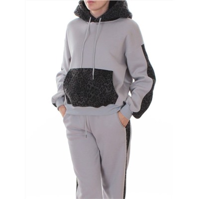 008 GRAY/LT. BLUE/LEOPARD Костюм спортивный зимний женский (95% хлопок, 5% полиэстер)