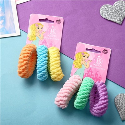 Резинки для волос «Махрушка спорт», набор 3 шт., пастель лето, 5 см, МИКС