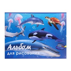 Альбом для рисования А4, 40 листов на скрепке «Морской мир», обложка мелованный картон, внутренний блок офсет 100 г/м²