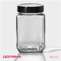 Банка для сыпучих Доляна «Призма», 750 мл, 9×14.5 см, с металлической крышкой, стекло, прозрачная