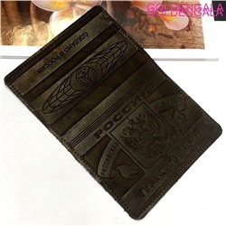 Обложка для паспорта из натуральной кожи темно-коричневая