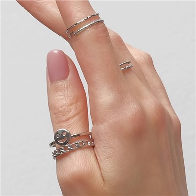 Набор колец «Изысканность», 5 шт. цвет серебро
