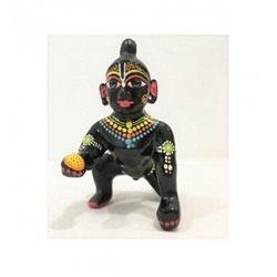 Вручную расписанная статуэтка Ладу Гопал, Ladoo Gopal (Bal Krishna) Idol Brass, произв. Kalyan Puja
