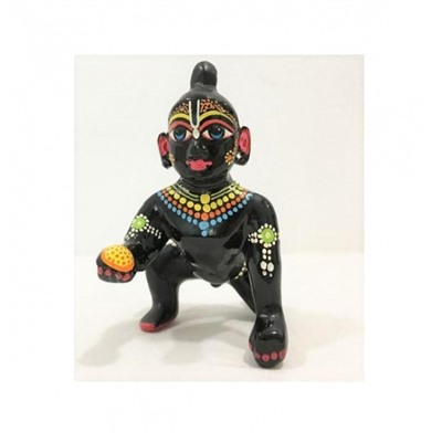 Вручную расписанная статуэтка Ладу Гопал, Ladoo Gopal (Bal Krishna) Idol Brass, произв. Kalyan Puja