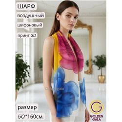 Шарф шифоновый с цветочным рисунком 3D Арт М52/11