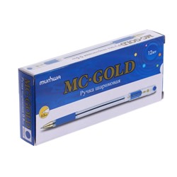 Ручка шариковая MunHwa MC Gold, узел 0.5 мм, чернила синие, штрихкод на ручке