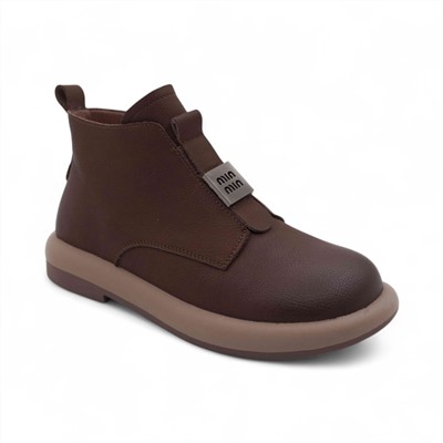 Ботинки из натуральной кожи P-MR01-5 коричневые п/п