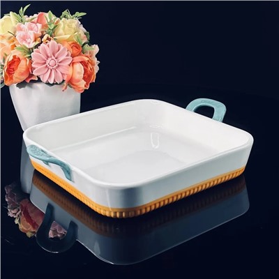 142-068 Квадратное блюдо для запекания 22см с ручками в под.уп.(х16)Фарфор