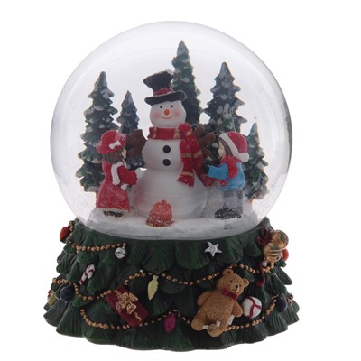 GAEM Фигурка декор в стекл шаре "Снеговик" (подсв, муз, вьюга, AAх3 н/п), D 14 см, L15,5 W15,5 H20 см