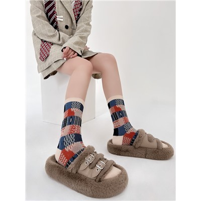 Autumn retro Japanese cotton knee socks for men and women, mid-length