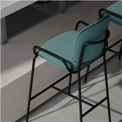 Стул барный Ror, 2 Frame, велюр, черный/зеленый