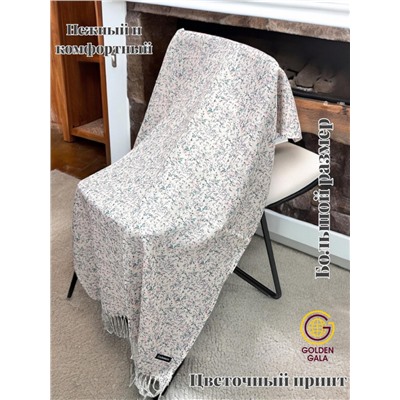 Палантин из хлопка и бамбука премиум Арт 2459/6 молочный фон