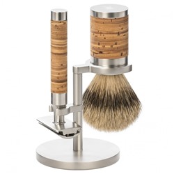Muhle Rocca 3 tlg Rasierset Silberspitz, Griff Birkenrinde  Бритвенный набор Rocca из 3 предметов, серебряный наконечник, ручка из бересты